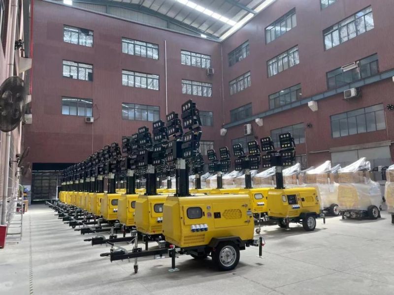 Mining 9m Hydraulic Mast 4X500W LED Lighting Plant Mobile Light Tower