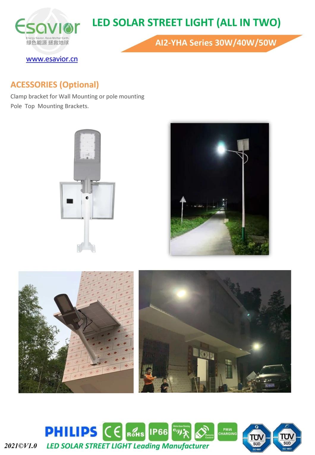 50W All in Two Solar Street/ Solar LED/ Solar Street/LED Solar Street/Integrated Solar Street/All in One Solar Street Lamp/Light 30W/40W/50W