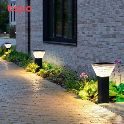 Bspro Modern Outdoor Lamp Aluminum Waterproof Pillar Lights Solar Decoration Garden Light