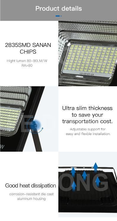 High Quality Durable High Lumen Waterproof Outdoor 25W 40W 60W 100W 200W LED Solar Floodlight