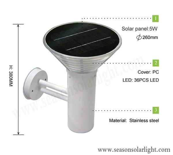 Energy Saving Yard Light 5W Solar Wall Light with Bright LED Light and Solar Panel