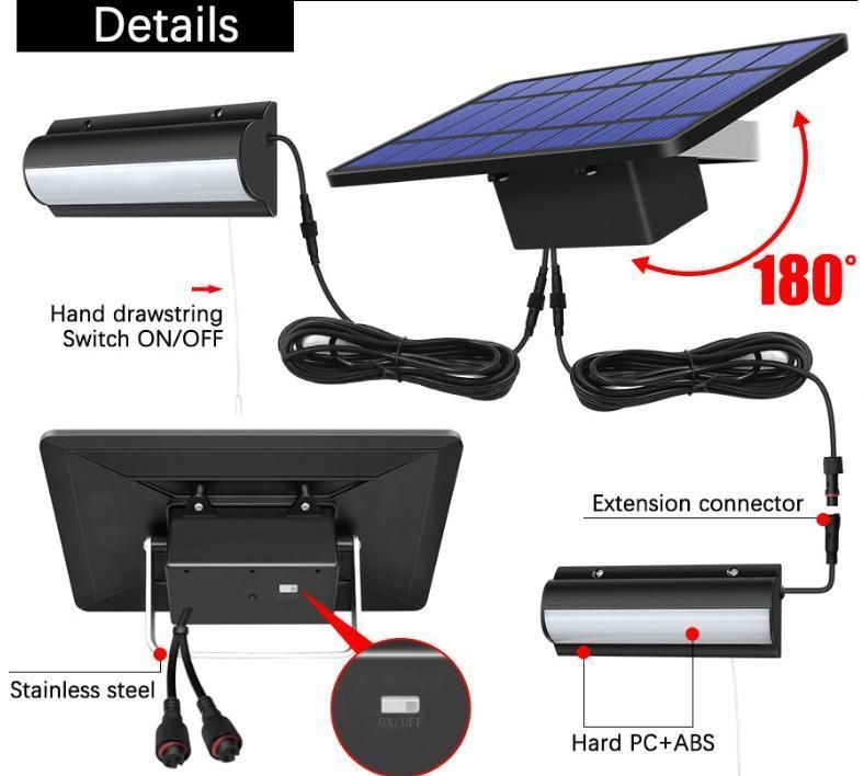 Waterproof Outdoor Pathway Motion Sensor Security Lights 2 Heads Solar Powered PIR Sensor LED Garden Solar Wall Light