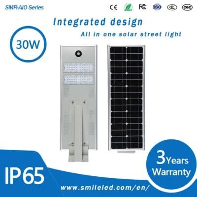 Factory Price 30W LED All in One Integrated Solar Street Light with Pole