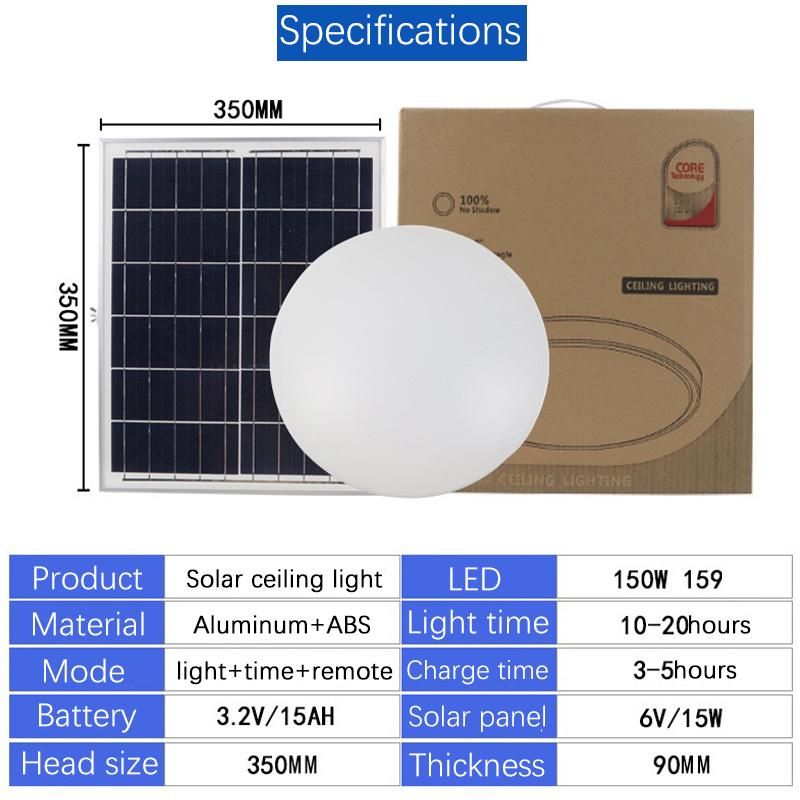 High Bright Interior Lamps 20W 30W 40W 50W IP65 Waterproof Wide Angle LED Solar Powered Saving Energy Lamp Indoor/Milan/Ceiling/Bulkhead/Wall Light