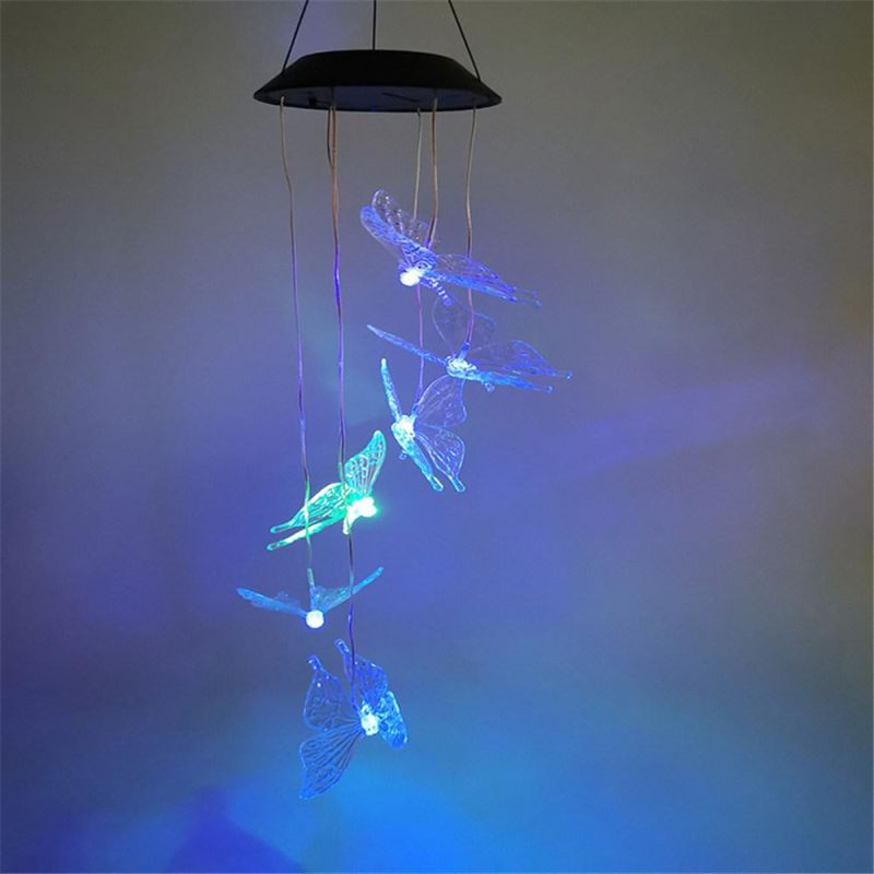 Bsolar Color Changing LED Garden Decoration Butterfly Wind Chime Light