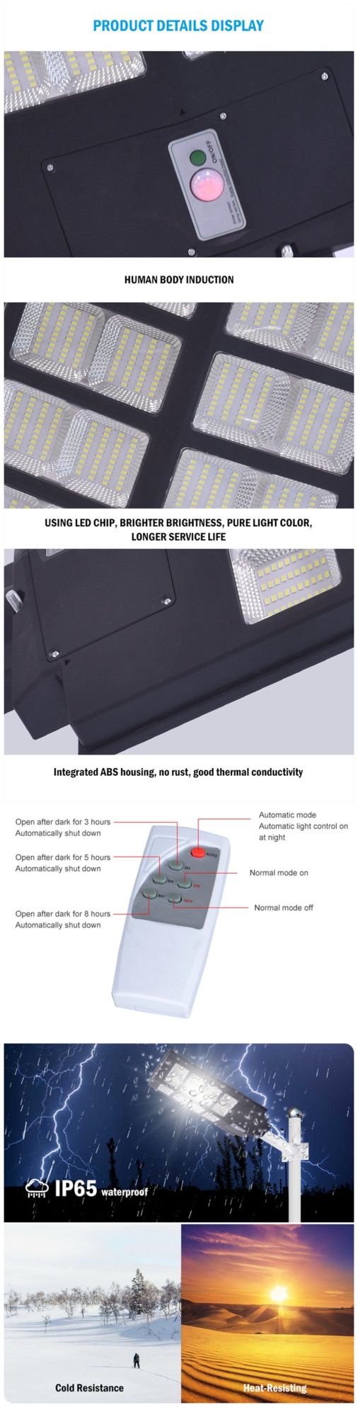 Outdoor IP65 Waterproof LED 100W 200W 300W 400W 500W All in One Outdoor Solar Street Lamp with Motion Sensor