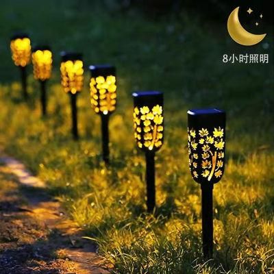 Solar Maple Flame Outdoor Decorative Garden LED Lamp Solar Lights Outdoor Waterproof Solar Pathway Garden Lights for Walkway Yard Path