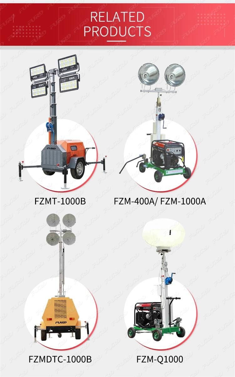 Mobile Telescopic LED Tower Light with Gasoline Generator Fzm-400