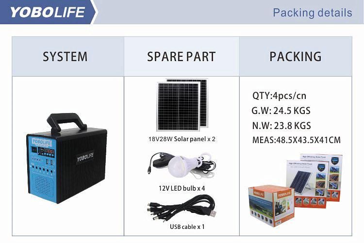 60 W High Power Solar System for Outdoor Camping Light with Cell Charge Function