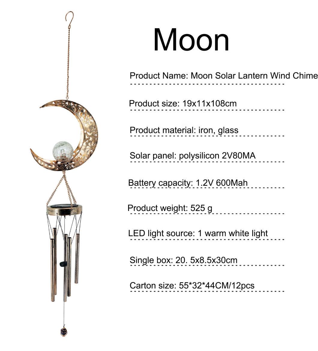 Solar Wind Chime Lights Moon Pentagram Sun Flame Wind Chimes Hollow Outdoor Garden Lights Decorative Lights