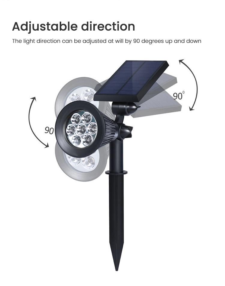 Solar Powered Garden Light and Outdoor Solar Landscape Spotlight, Solar Spot Lights with Waterproof LED and Solar Panel Integrated, Lawn Spotlight