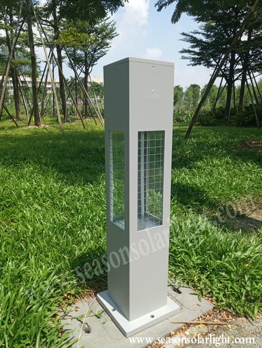 Square Style LED Solar Product Fixture Outdoor Solar Bollard Light with Warm + White LED Lights