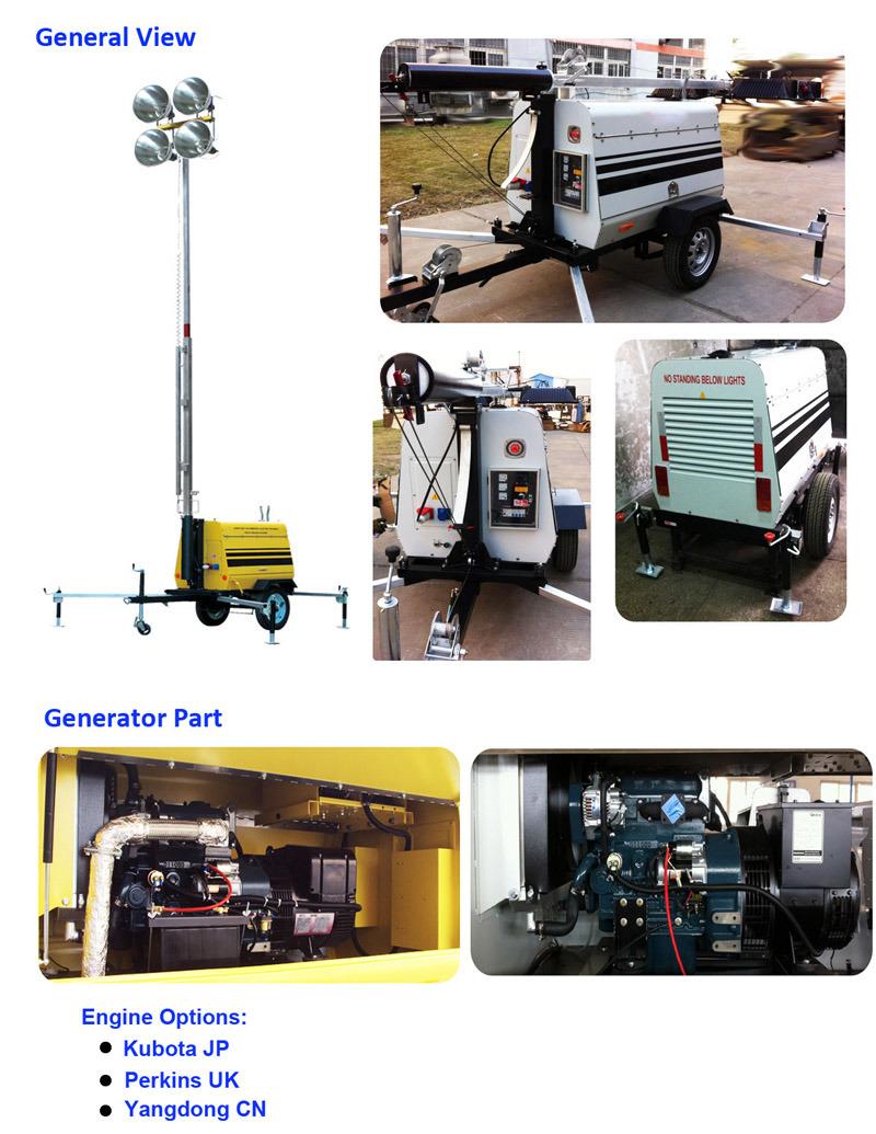 Portable Mining Waterproof Hydraulic Mobile Light Tower