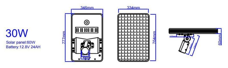 Motion Sensor 30W Outdoor LED Adjustable All in One Solar Street Light