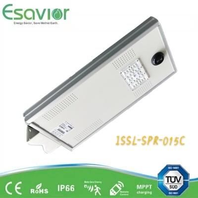 Esavior IP66 1500-1800lm Waterproof All in One Integrated LED Solar Street Lights Outdoor Lamp with PIR and TUV/CE/Rosh Certificate