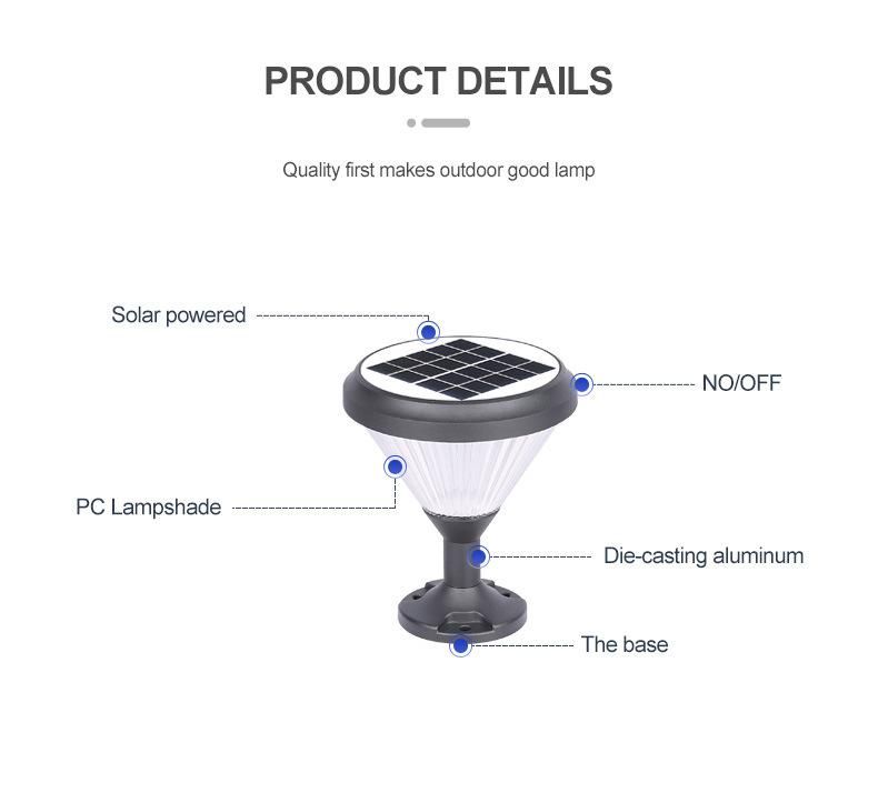 China Manufacturer LED Lawn Lamp Solar Light Garden Outdoor LED IP65 Waterproof Post Bollard Light Modern Landscape Path Outside Backyard Lawn Garden