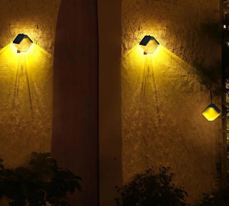 Hanging Solar Garden Lights Outdoor Decorative Deck Solar Lamp Warm and RGB Color Changing Wall Lamp