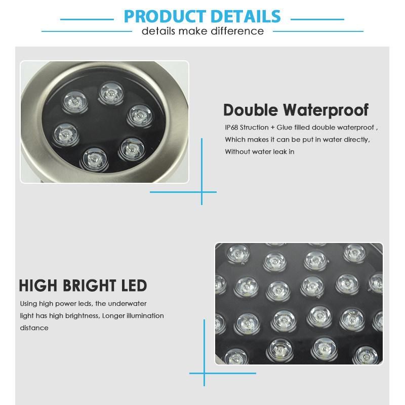 High Quality Project 24W 36W RGB Remote AC DC12V Under Water LED Lights Use for Garden Fountains Falls