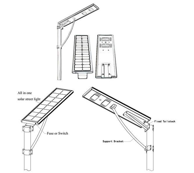 Integrated 60W Solar LED Road Lamp with CE RoHS 100-110lm/W