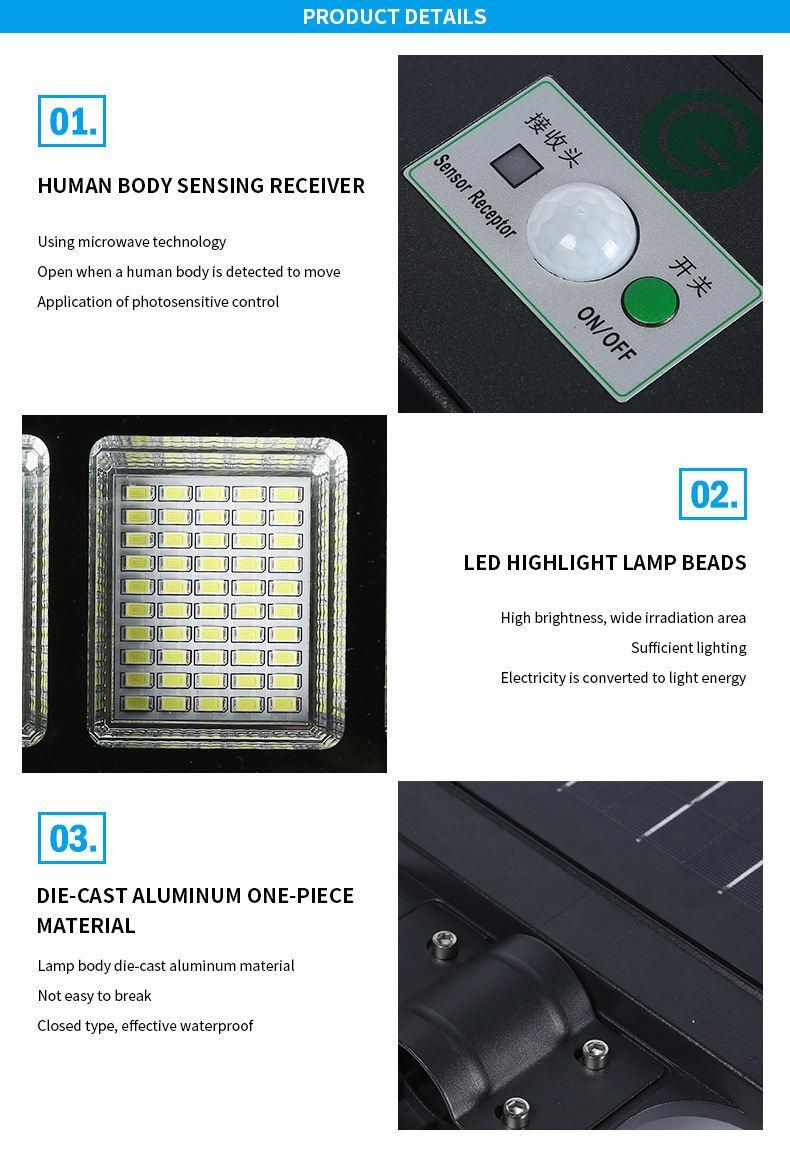 Solar Street Light with Remote Controller Outdoor Lighting Waterproof PIR Motion Sensor