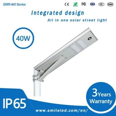 Super Brightness Aluminum IP65 Waterproof Outdoor 40W All in One LED Solar Street Light