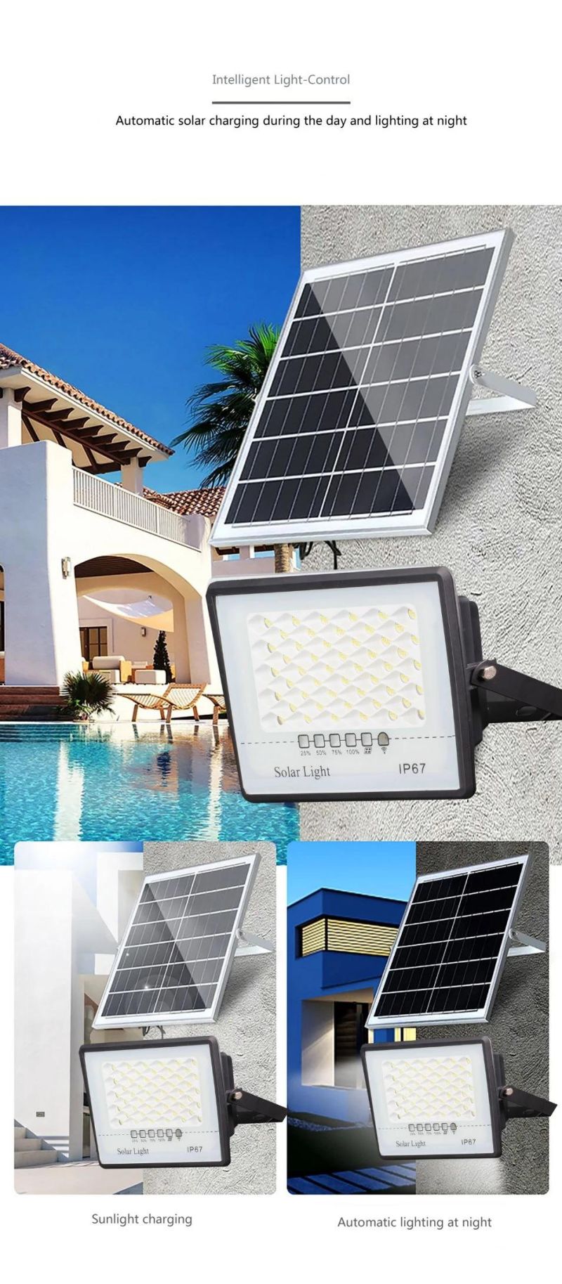 60W 200W LED Lamp Solar Projector Flood Light, Outdoor Wall Lamp/LED Solar Lights/Solar Garden Light