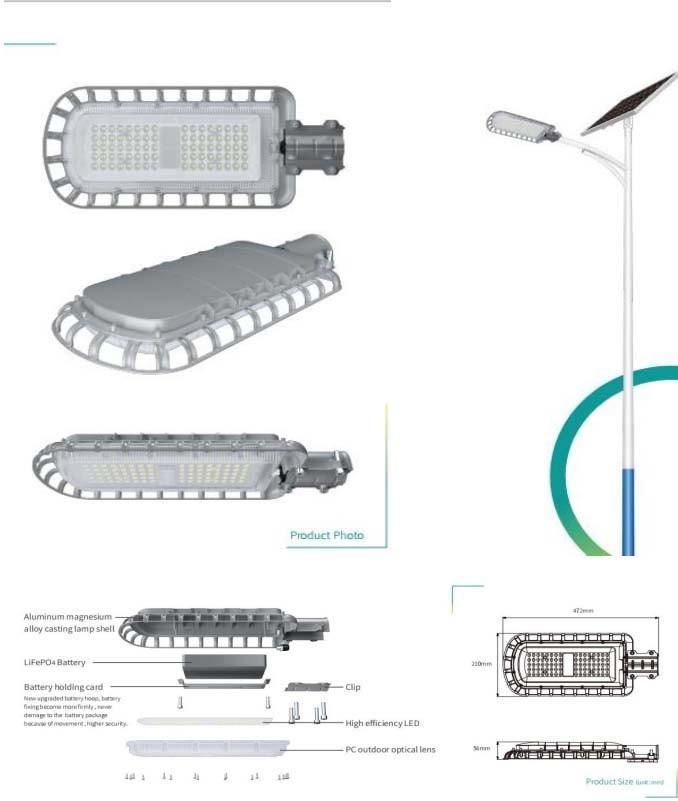 20W Solar Street LED Light 2160lm 5-6m Installation Height