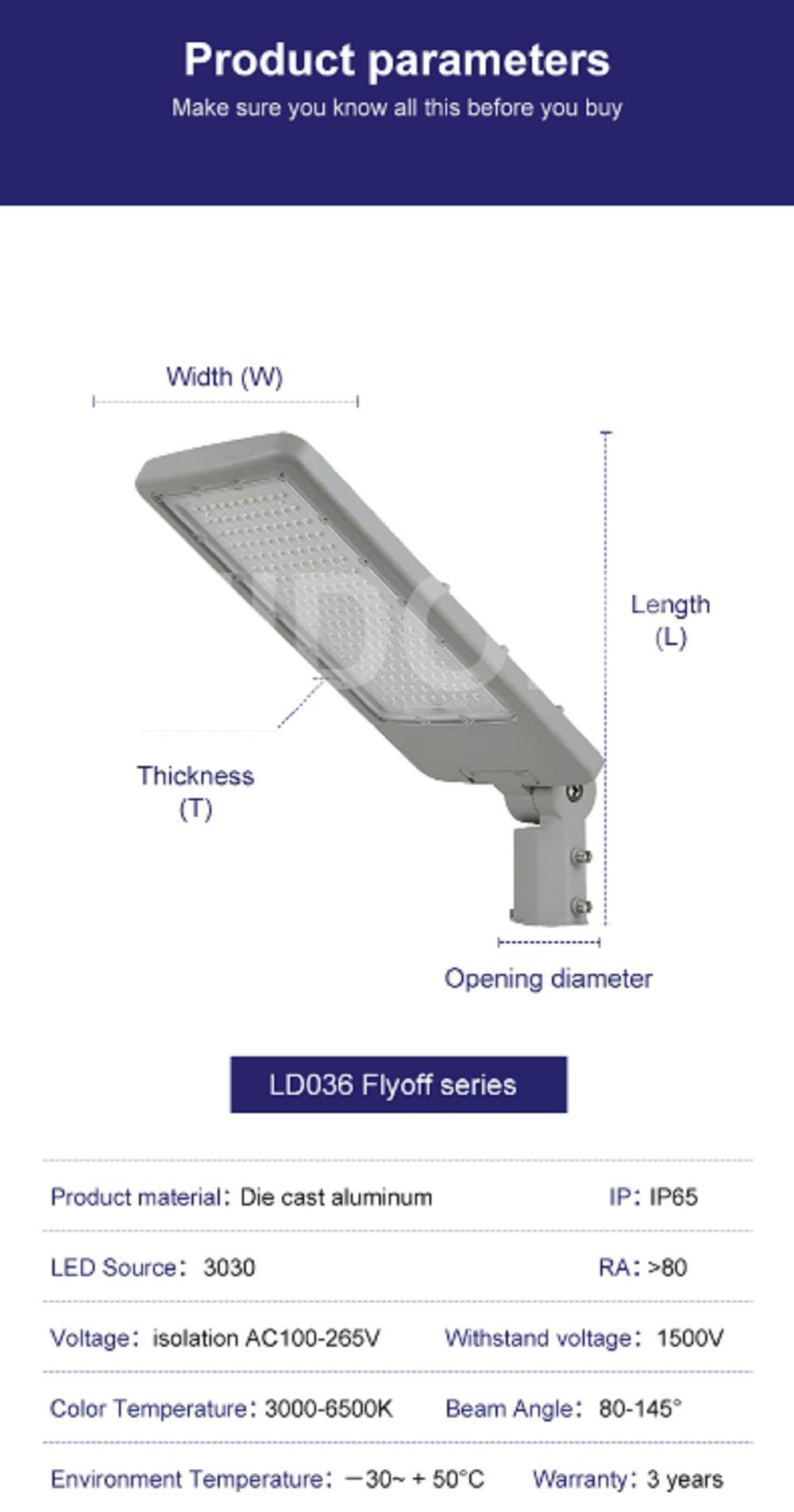 Outdoor Waterproof IP66 50W 100W 150W 200W LED Street Light