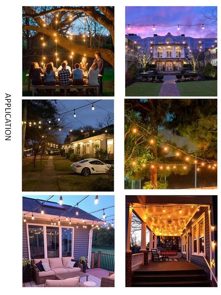 15PCS S14bulb Warm White Outdoor Solar Energy LED String Light for Christmas Holiday Decorate