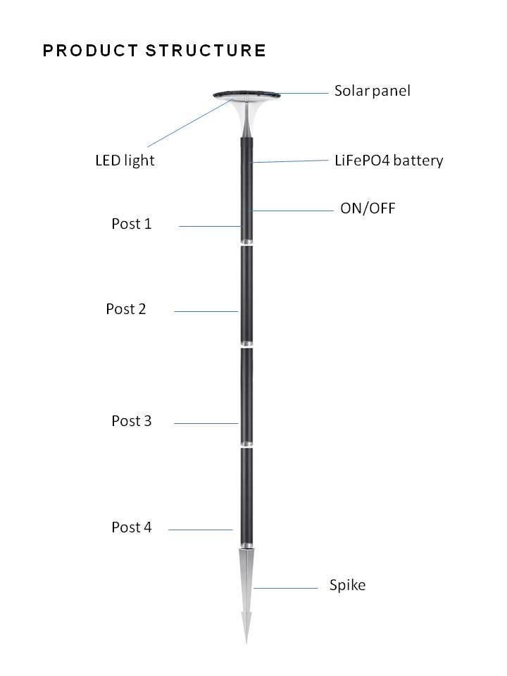 9W Outdoor Waterproof Warm White Solar LED Lamp with Pole