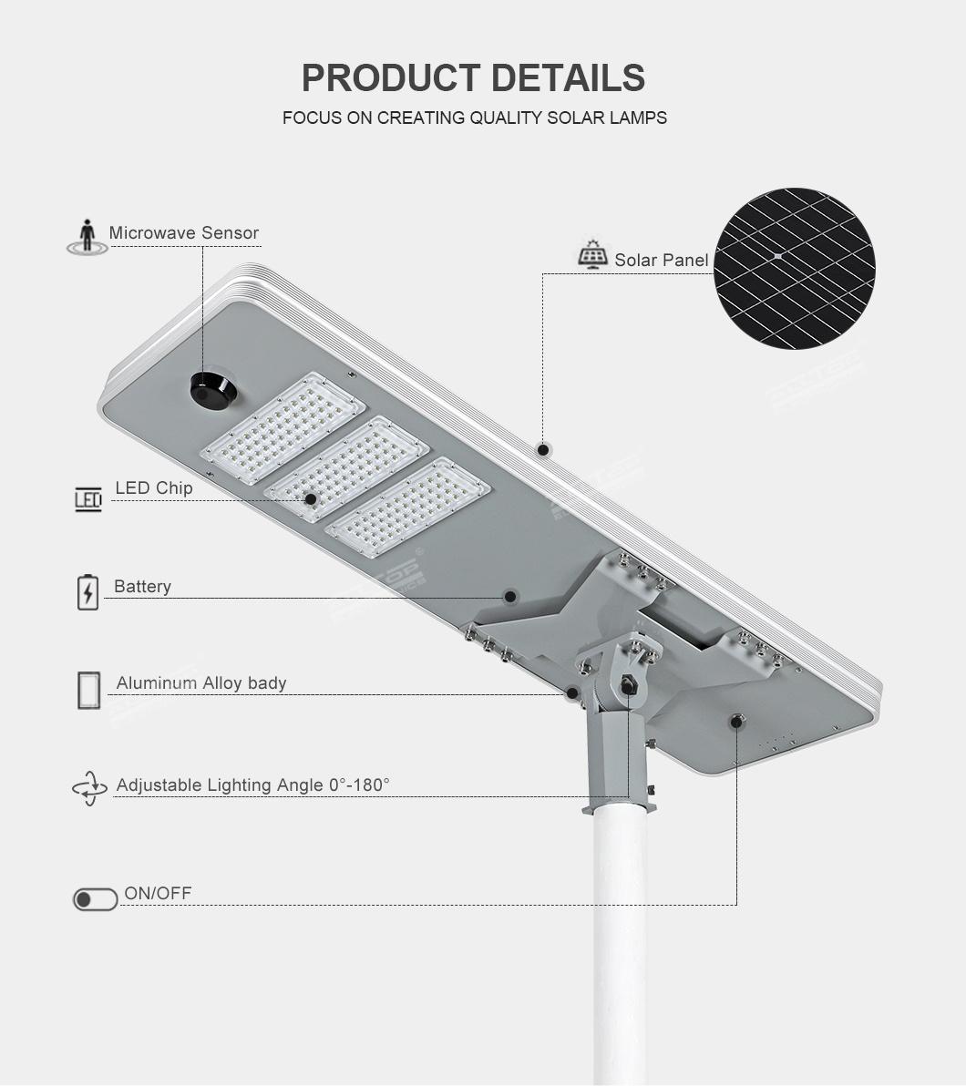 Alltop High Power Housing ABS IP65 Waterproof 50W 100W 150W 200W 250W 300W All in One Solar LED Street Light