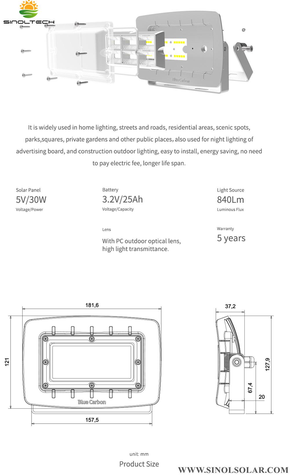 7W Radar Solar LED Flood Light (SN-FLR1.0)