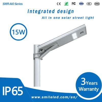 Waterproof Outdoor IP65 Integrated 15W LED Solar Street Light Price