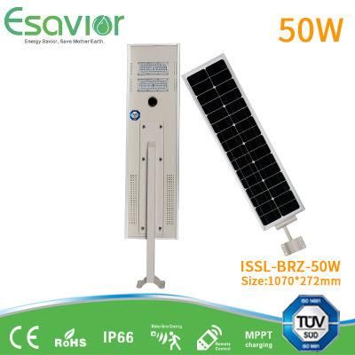 LED 50W Integrated All in One LED Solar Street/Garden/Wall Lamp 5000 Lumens Solar Powered Outdoor Light Esavior