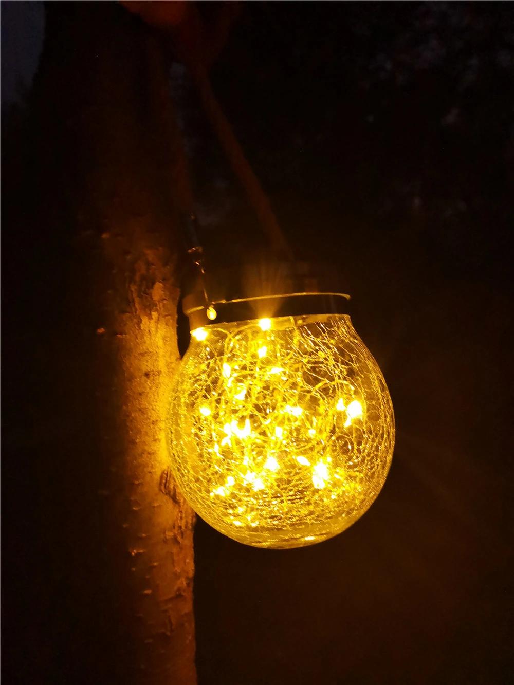 Outdoor Tree Garden Hanging Solar Powered Mason Jar Light with Warm White