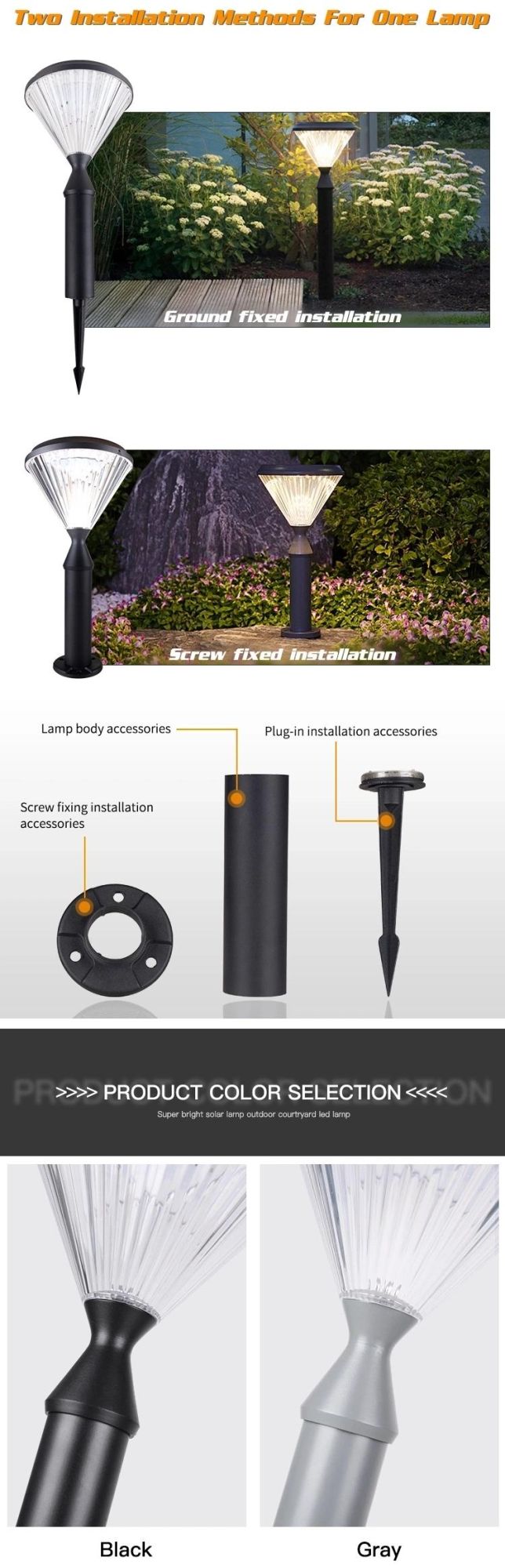 Original Factory Supply Easy Install High Lumen Solar Lawn Light for Park Household Garden Walkway