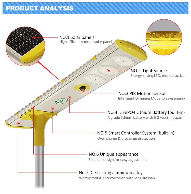 Newest 7-8m Mounting Height Waterproof 80W Solar LED Street Light