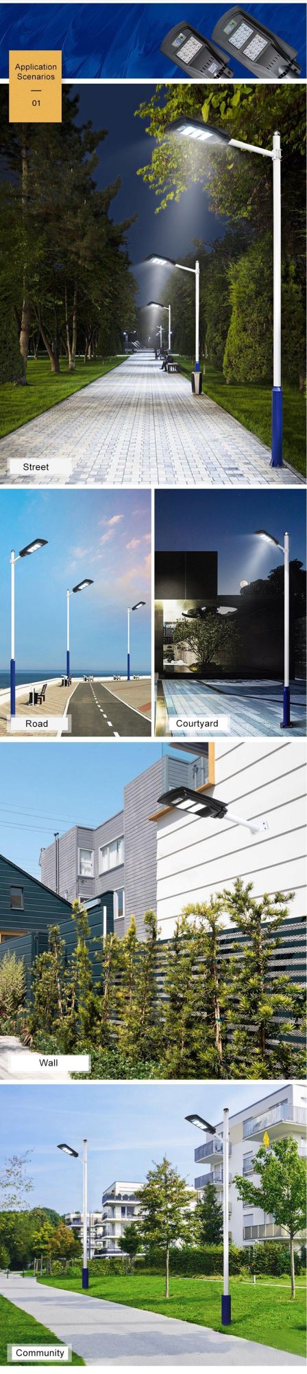 IP65 Waterproof Solar Lights PIR Motion Sensor Outdoor Solar Garden Lights