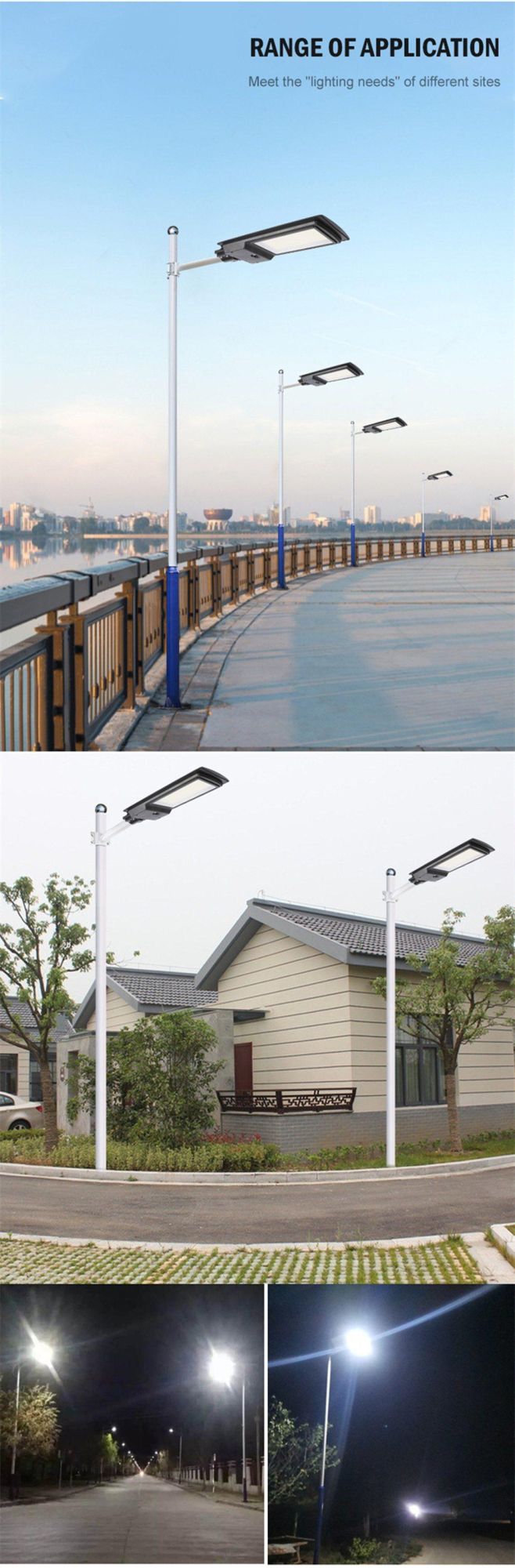 Outdoor Garden IP65 Waterproof 100W 200W 300W All in One Integrated Solar Street Lamp