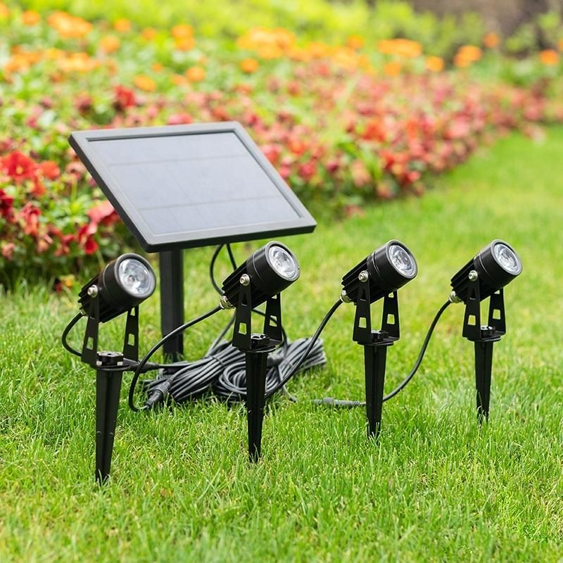 Solar Spot Lights, 4-in-1 5W Solar Powered LED Spotlights Outdoor Waterproof Auto on/off Solar Wall Lights for Garden, Yard, Driveway, Pool Area(Warm White