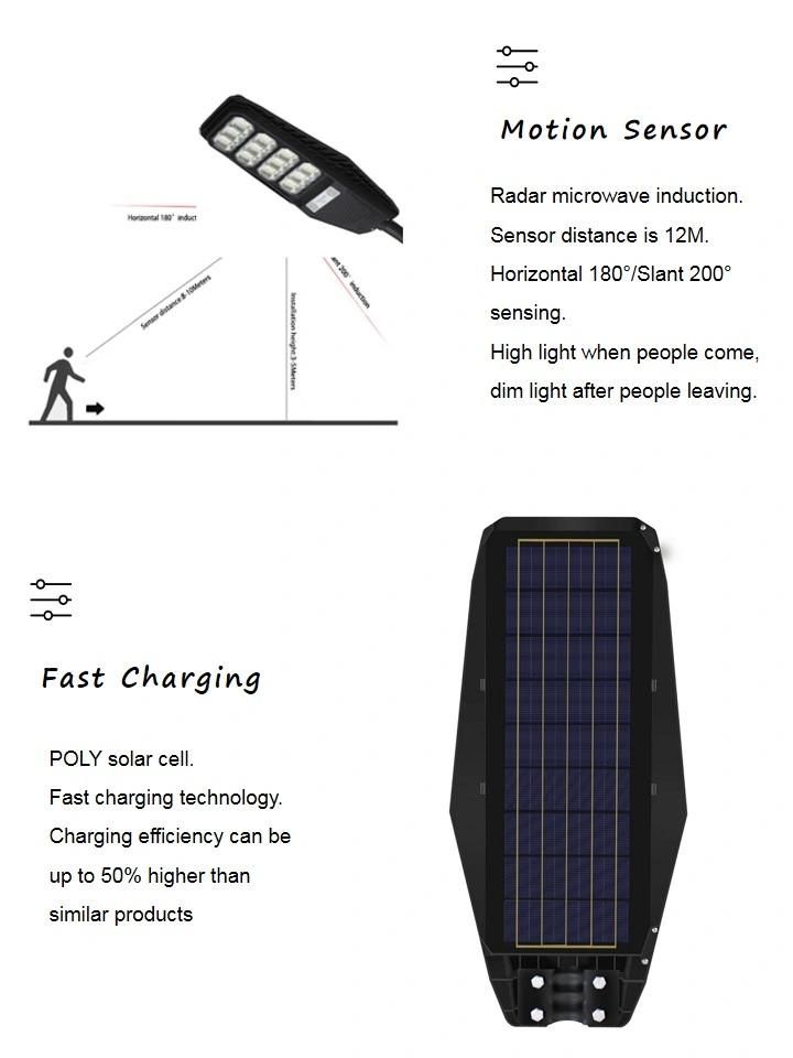 Best Selling IP65 Waterproof ABS Streetlight SMD 100W 200W 300W Outdoor All in One Integrated LED Solar Street Light