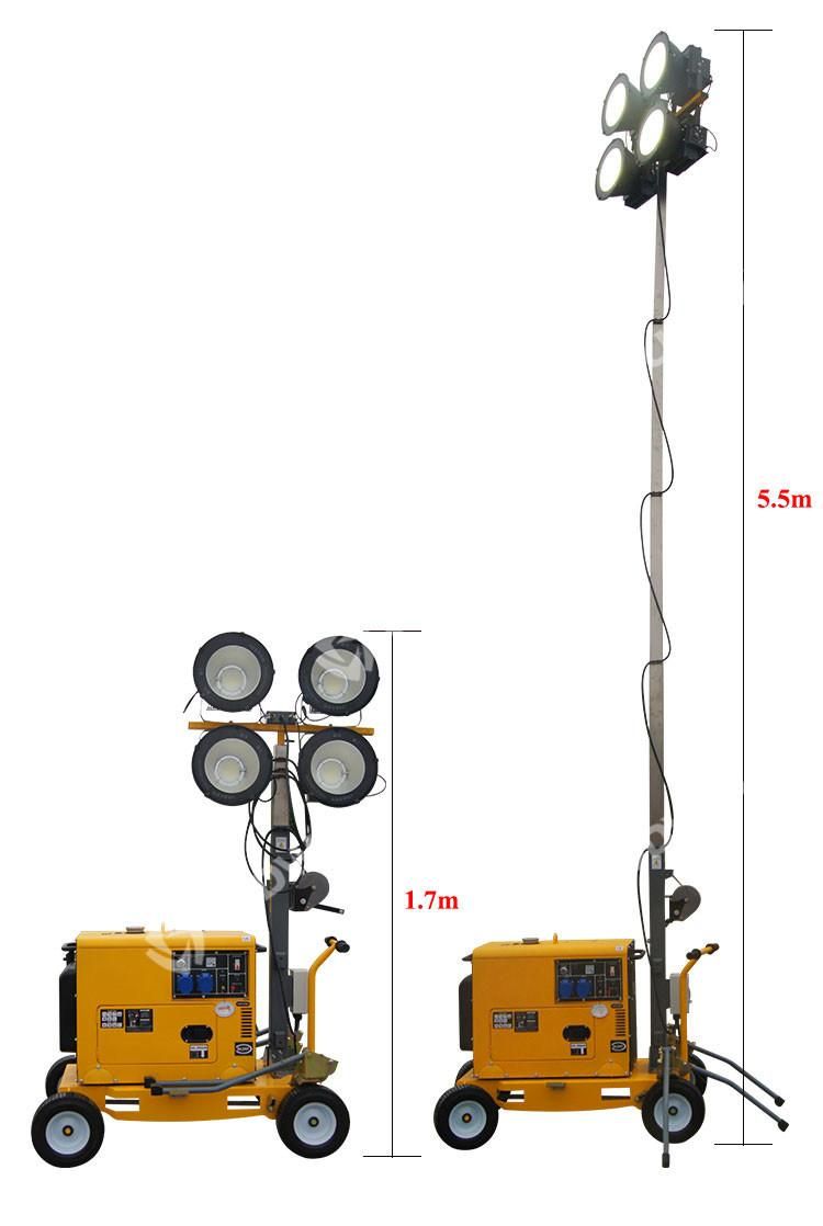 Portable Mobile Light Tower with Diesel Generator 4*300W LED