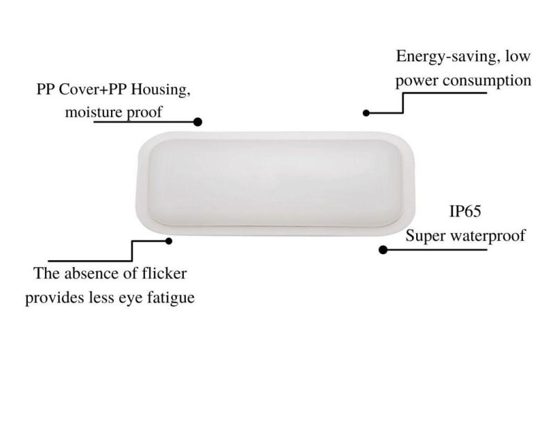 LED Rectangle Wall Lamp IP65 Moisture Proof Lamp for Balcony Bathroom Lighting 18W