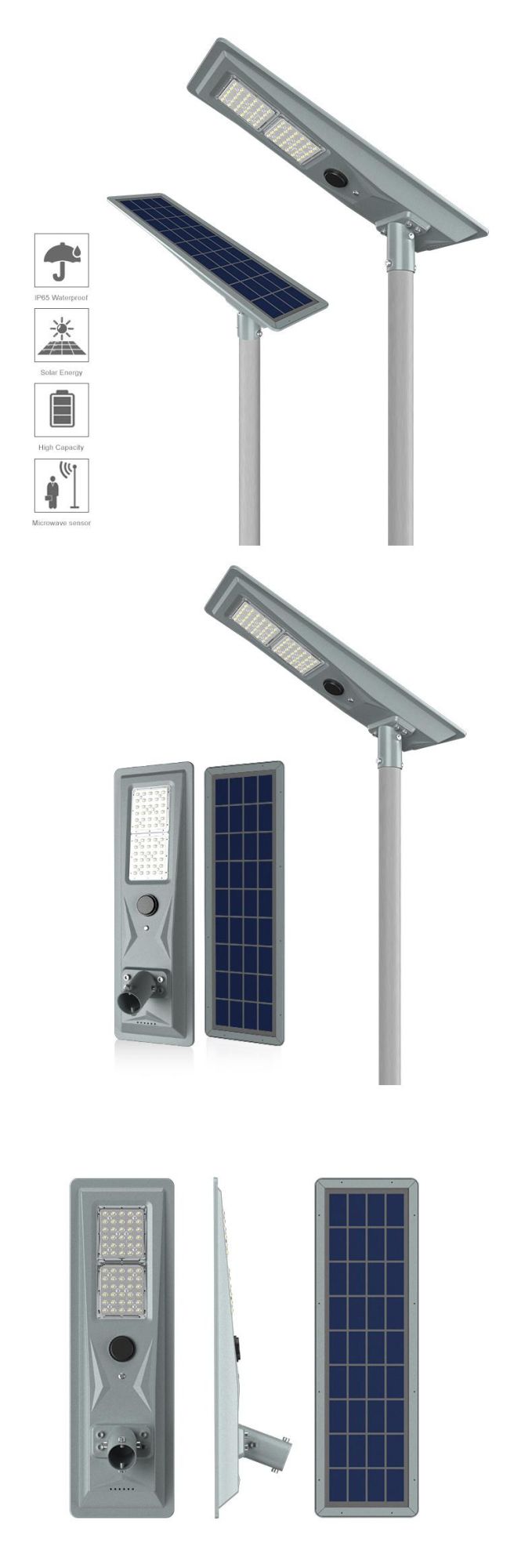 Alltop High Lumen SMD IP65 Rainproof Aluminum 100W 200W 300W All in One Outdoor LED Solar Street Lighting