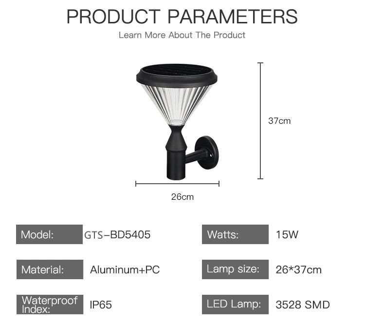 Aluminum PC Walkway Outdoor Waterproof Integrated LED Solar Garden Light for Lawn