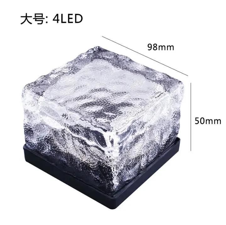 Solar Glass Brick Ice Cube LED Light Crystal Brick Stone Lamp Garden Pathway Patio Light