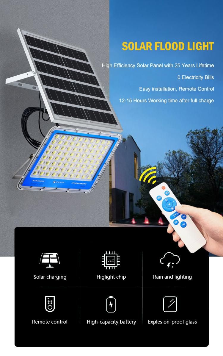 100W Professional IP65 Waterproof Outdoor Garden Light High Brightness Solar LED Flood Light