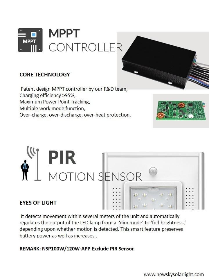 Government Project 50W 6500lm APP Dimming LED Outdoor LED Lighting Solar Power Street Light