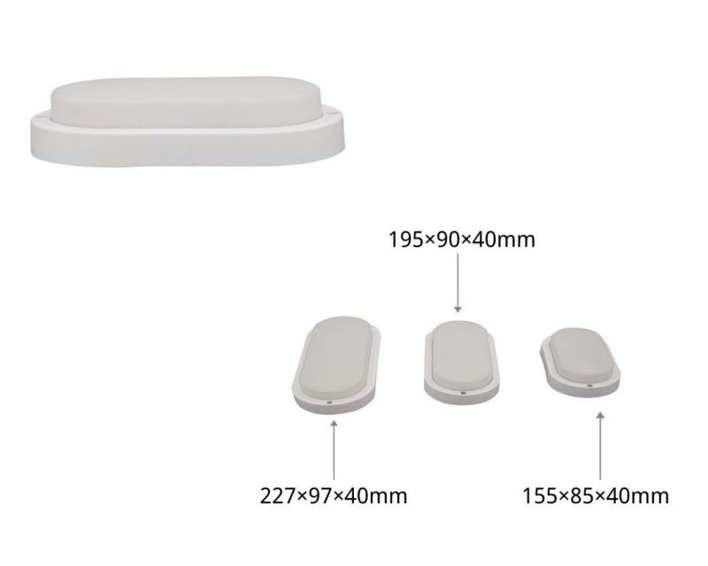 Energy-Saving, Low Power Consumption IP65 Moisture-Proof Lamps Outdoor LED Bulkhead Light Oval White 18W with CE RoHS