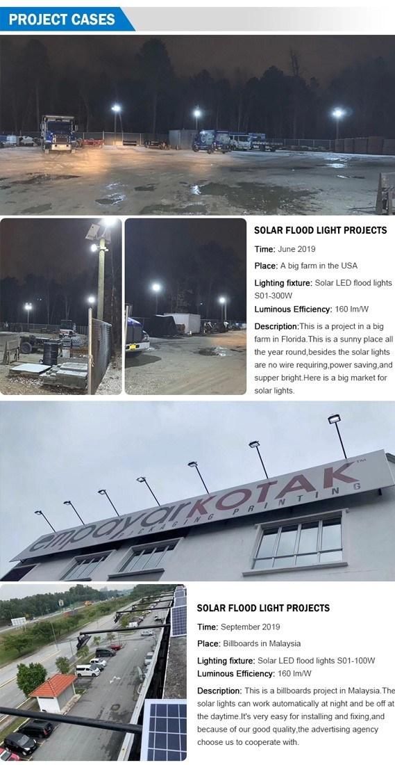 15W 25W 40W 60W 100W 200W Solar LED Flood Light, Top Quality Waterproof Outdoor LED Lighting, Solar System Lights